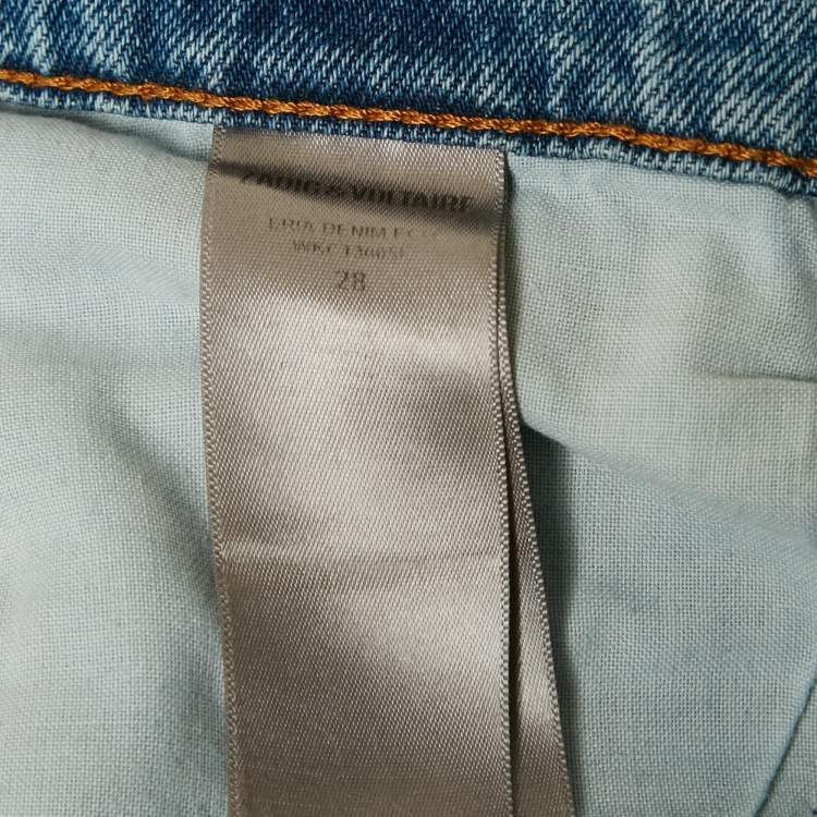 Pre Owned Zadig & Voltaire Blue Eria Denim Zip Detail Jeans M Waist 32"