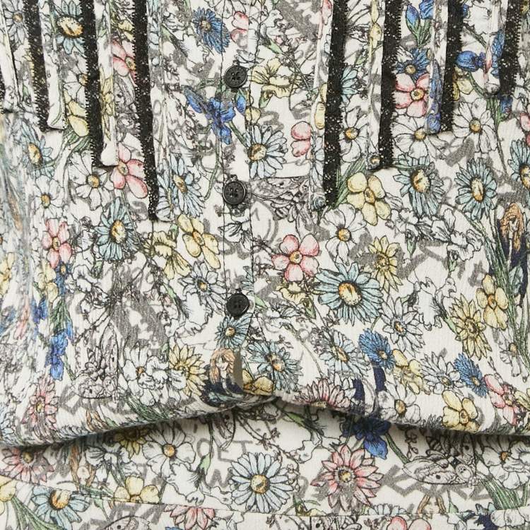 Pre Owned Zadig & Voltaire Multicolor Floral Printed Chiffon Mini Dress S
