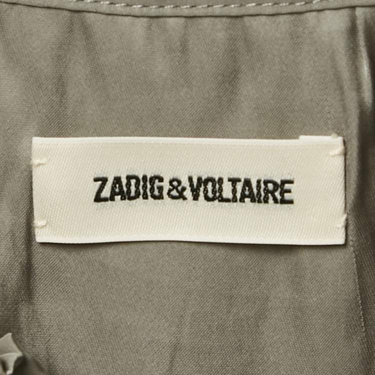 Pre Owned Zadig & Voltaire Grey Satin Belted Raos Maxi Dress S