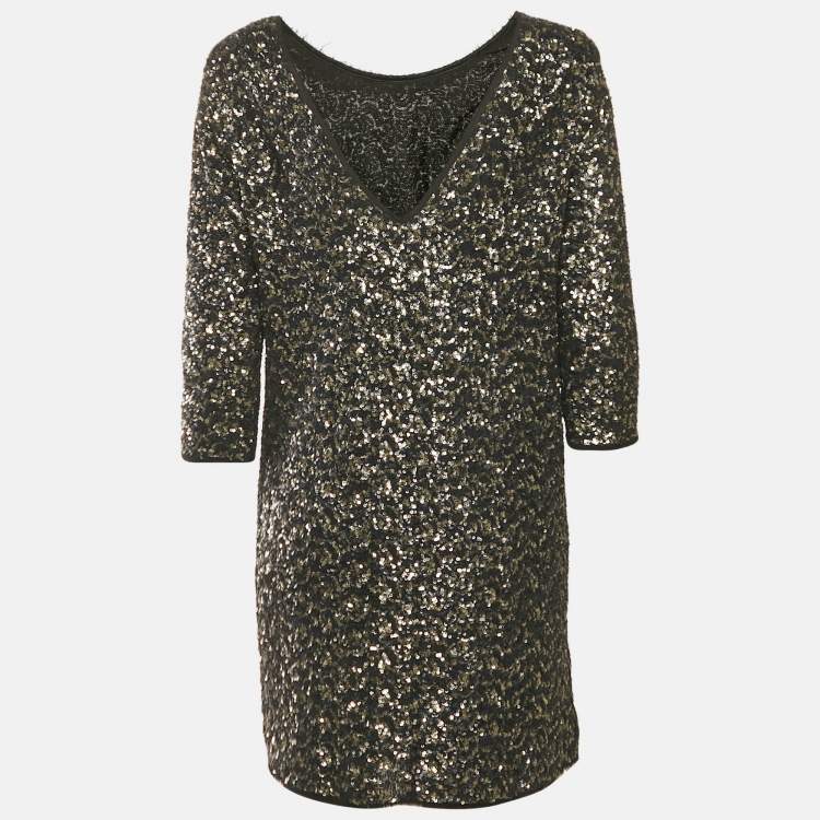 Pre Owned Zadig & Voltaire Black/Metallic Sequin Deluxe Rousse Mini Dress M