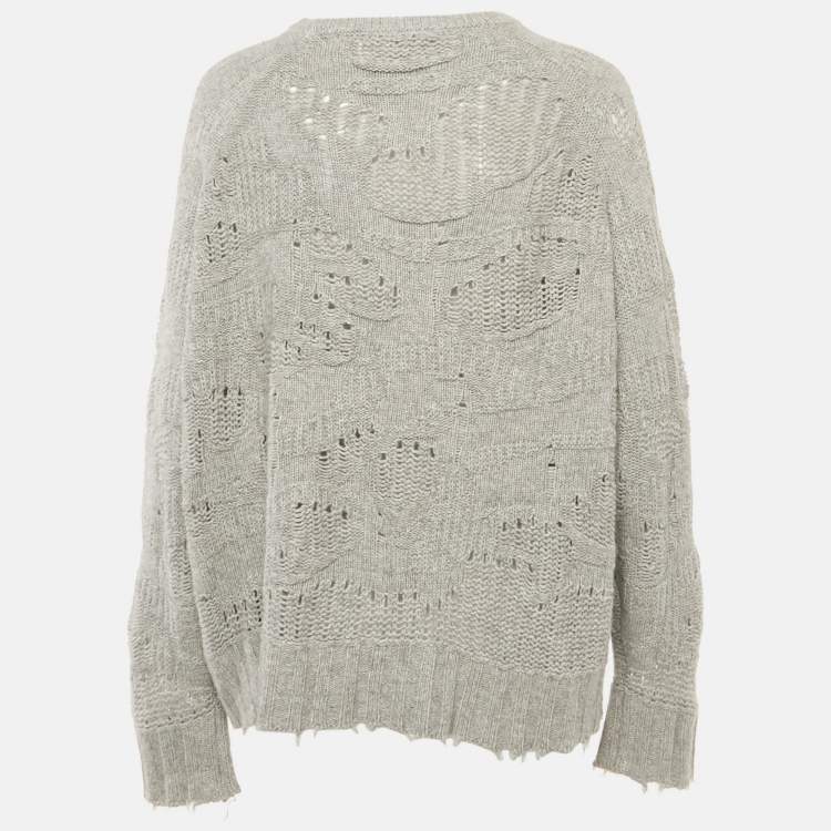 Pre Owned Zadig & Voltaire Deluxe Grey Open Knit Mark Camou Sweater M