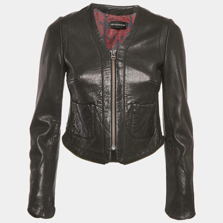 Pre Owned Zadig & Voltaire Deluxe Black Leather Vencia Jacket S