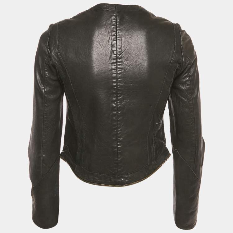 Pre Owned Zadig & Voltaire Deluxe Black Leather Vencia Jacket S