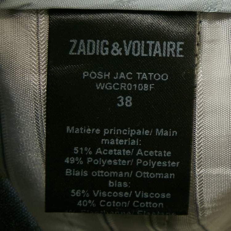 Pre Owned Zadig & Voltaire Navy Blue Tattoo Posh Jacquard Trousers M