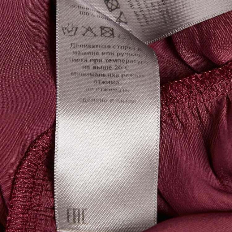 Pre Owned Zadig & Voltaire Burgundy Satin V-Neck Ruffled Short Dress M