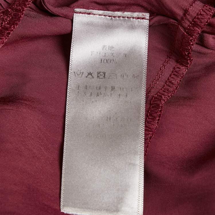 Pre Owned Zadig & Voltaire Burgundy Satin V-Neck Ruffled Short Dress M