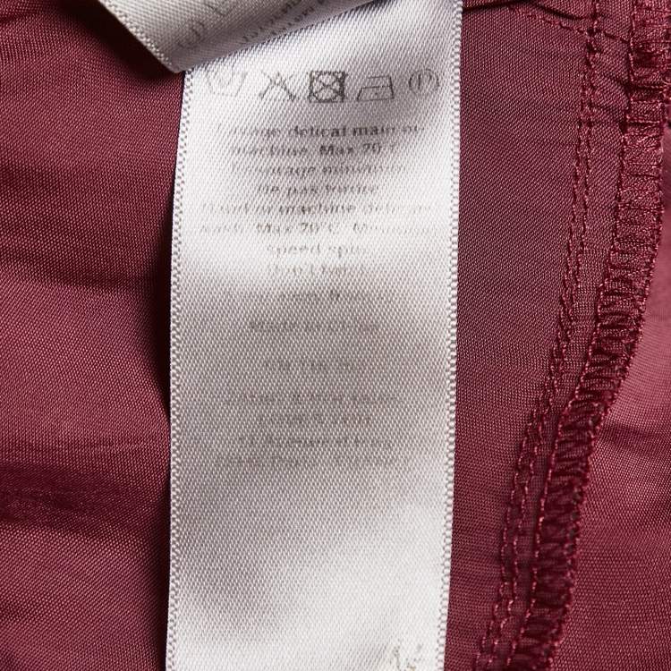 Pre Owned Zadig & Voltaire Burgundy Satin V-Neck Ruffled Short Dress M