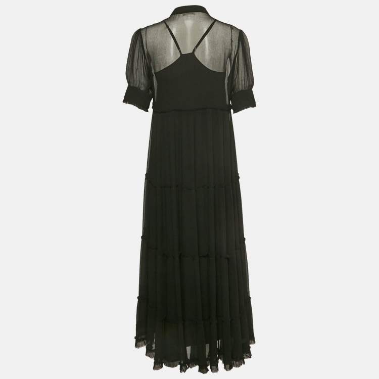 Pre Owned Zadig & Voltaire Black Crepe Tiered Maxi Dress L