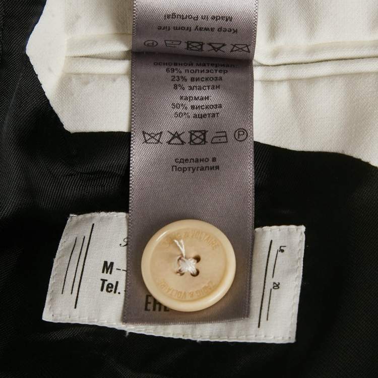 Pre Owned Zadig & Voltaire White Skull Embellished Crepe Single Breasted Blazer S 