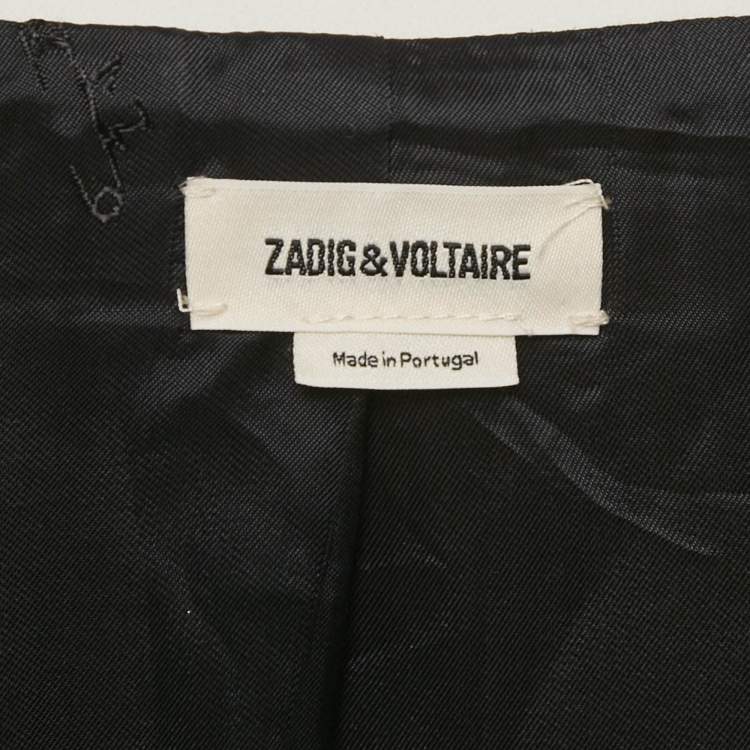 Pre Owned Zadig & Voltaire White Skull Embellished Crepe Single Breasted Blazer S 