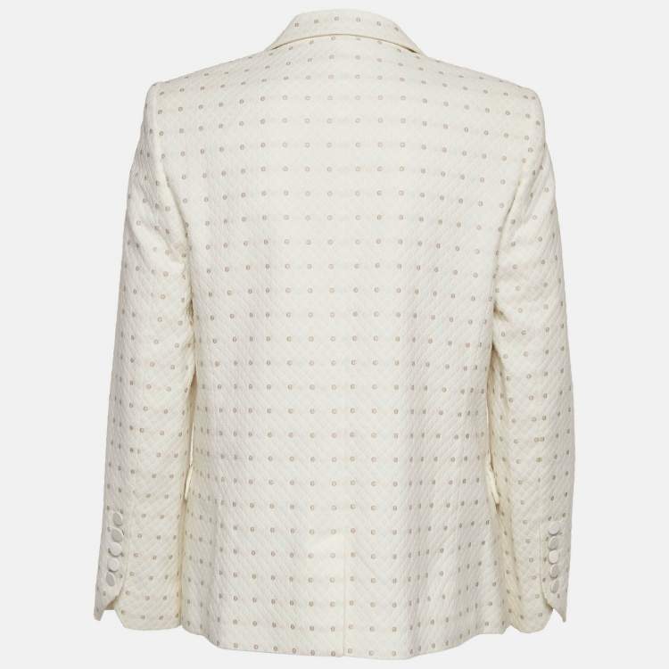 Pre Owned Zadig & Voltaire Deluxe White Embroidered Crepe Victor Flower Blazer M 