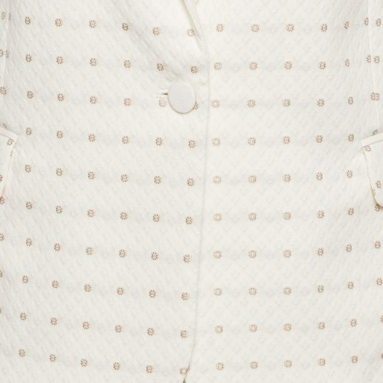 Pre Owned Zadig & Voltaire Deluxe White Embroidered Crepe Victor Flower Blazer M 