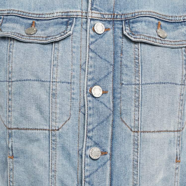 Pre Owned Zadig & Voltaire Blue Embroidered Denim Sleeveless Kio Brode Jacket L