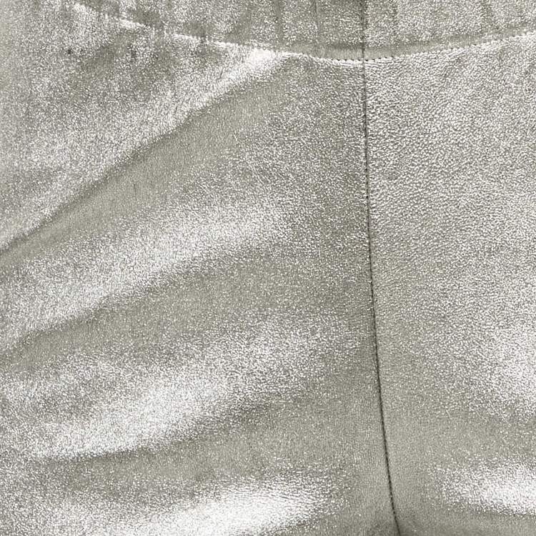 Pre Owned Zadig & Voltaire Deluxe Silver Coated Leather Pharel Pants M