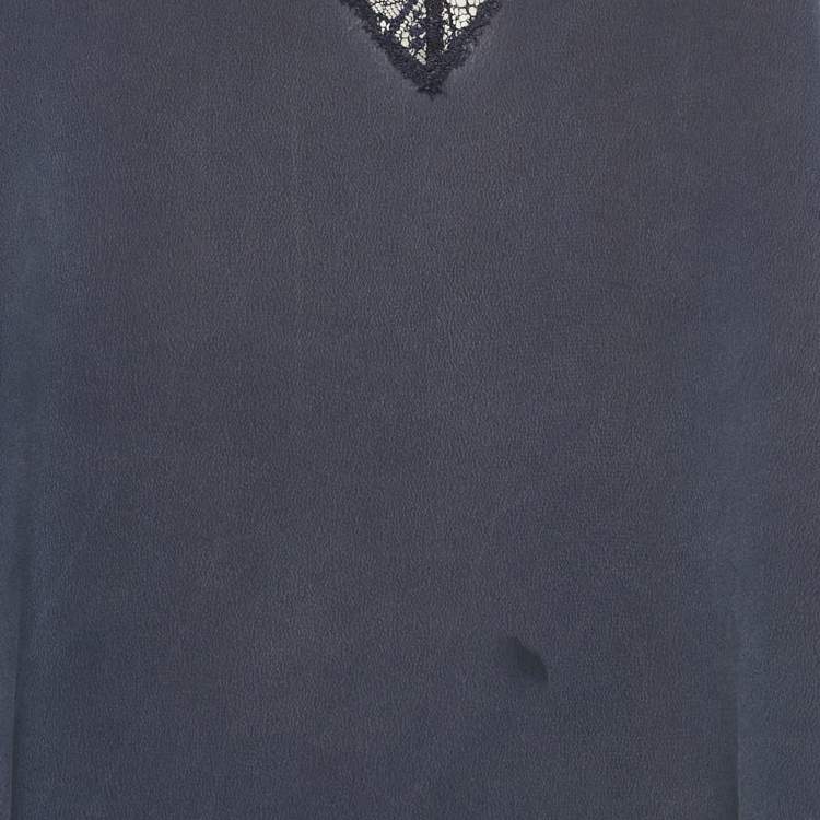 Pre Owned Zadig & Voltaire Navy Blue Silk Lace Trimmed Christy Camisole S