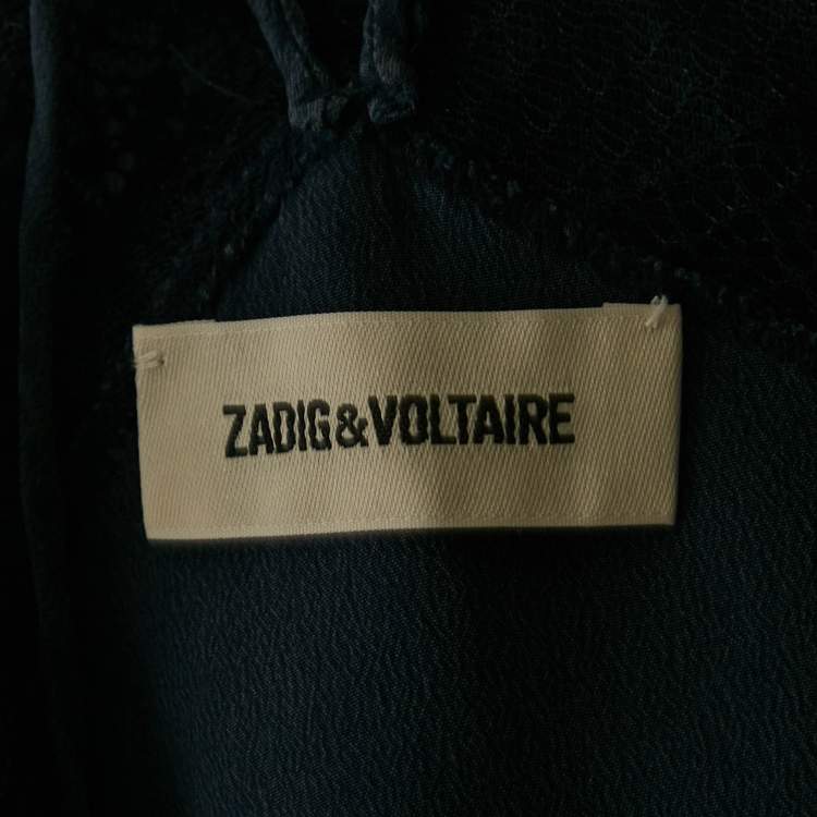 Pre Owned Zadig & Voltaire Navy Blue Silk Lace Trimmed Christy Camisole S