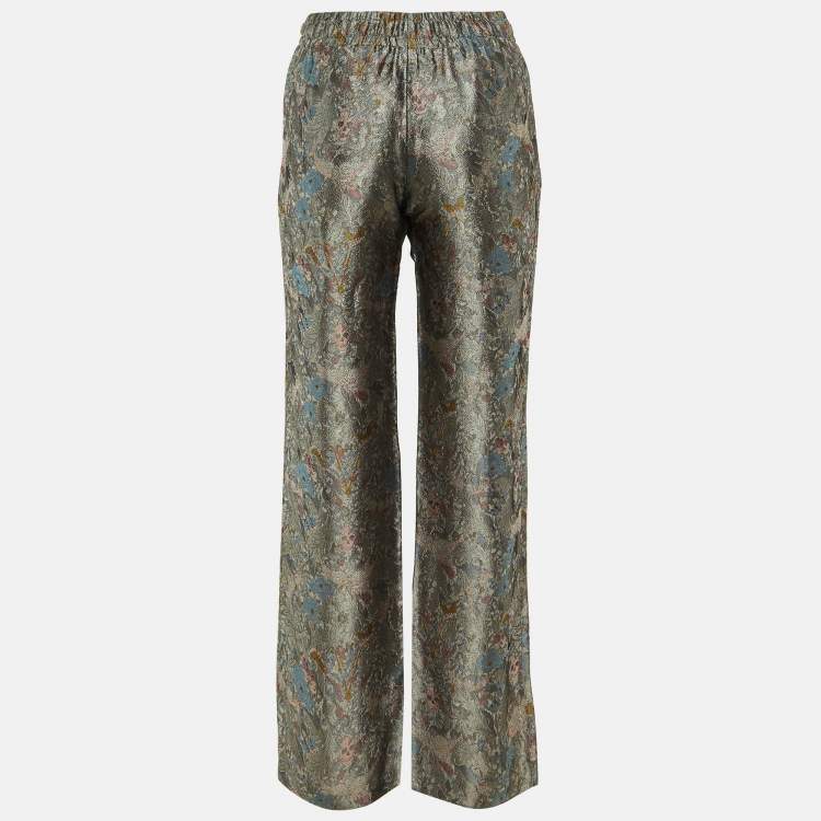 Pre Owned Zadig & Voltaire Defile Grey British Flowers Jacquard Pomy Pants M