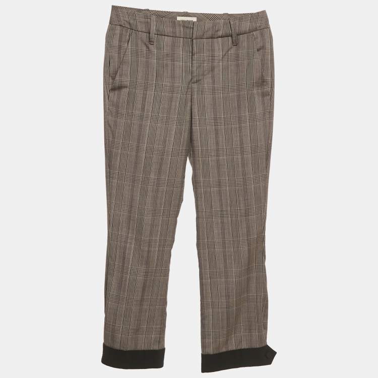 Pre Owned Zadig & Voltaire Brown Prince of Wales Print Wool Trousers S