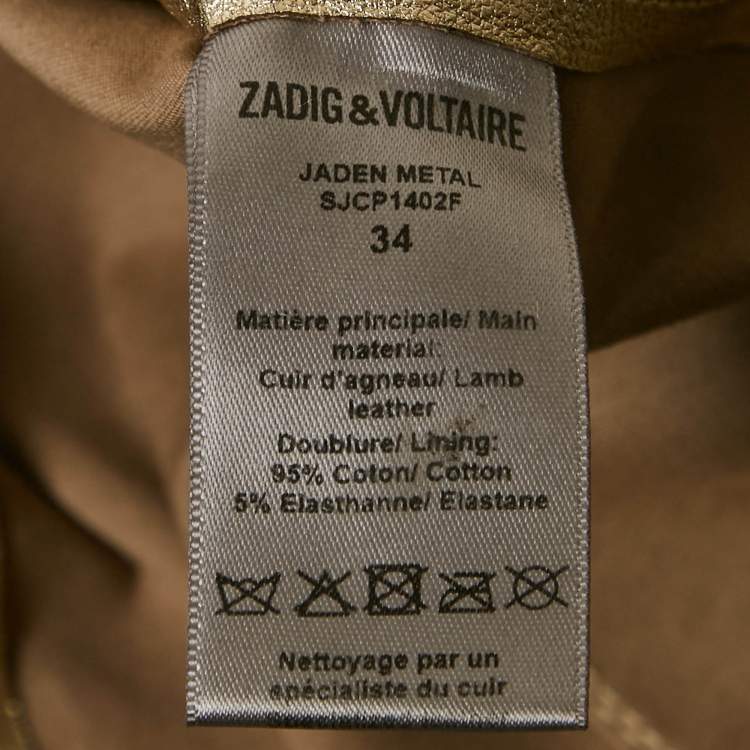 Pre Owned Zadig & Voltaire Gold Leather Pencil Skirt S 