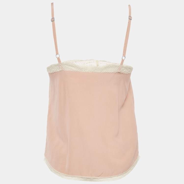 Pre Owned Zadig & Voltaire Pink Silk Lace Trimmed Camisole S