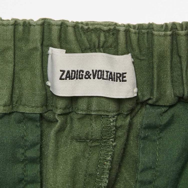 Pre Owned Zadig & Voltaire Olive Green Cotton Side Band Trousers S