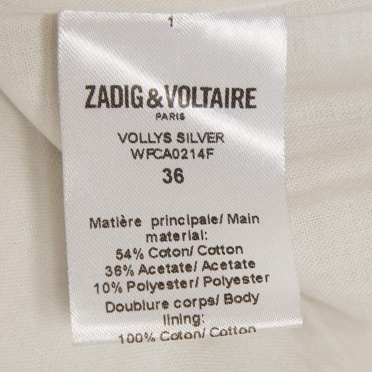 Pre Owned Zadig & Voltaire Silver Lurex Open Front Vollys Jacket S