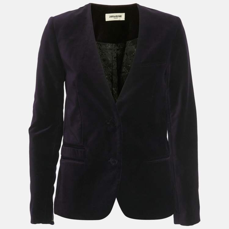 Pre Owned Zadig & Voltaire Purple Embroidered Velvet Vadim Blazer S