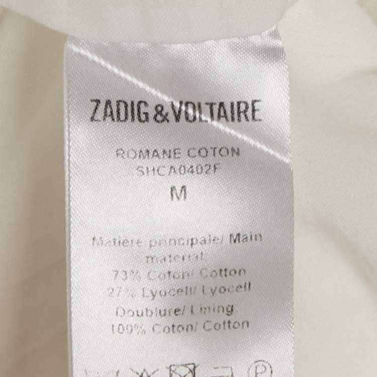 Pre Owned Zadig & Voltaire White Cotton Blend Lace Detail Maxi Dress M