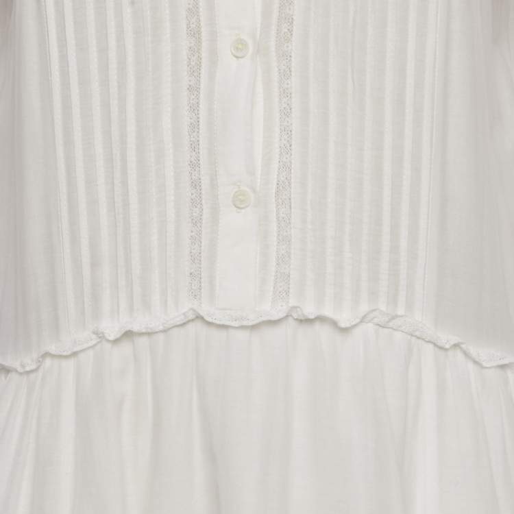 Pre Owned Zadig & Voltaire White Cotton Blend Lace Detail Maxi Dress M