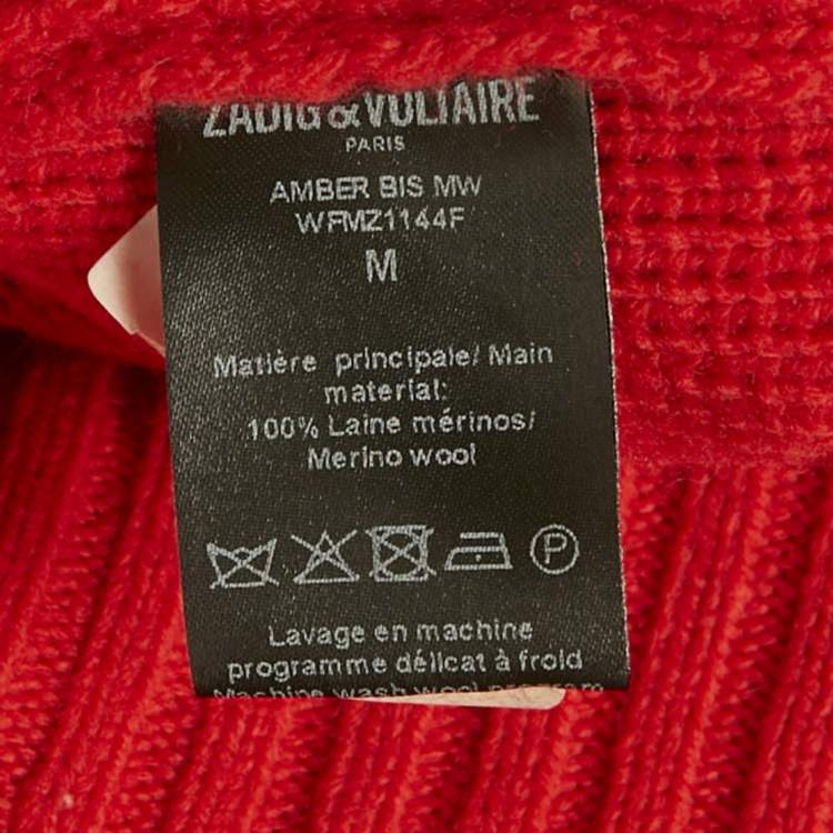 Pre Owned Zadig & Voltaire Red Fever Intarsia Wool Amber Bis Sweater M