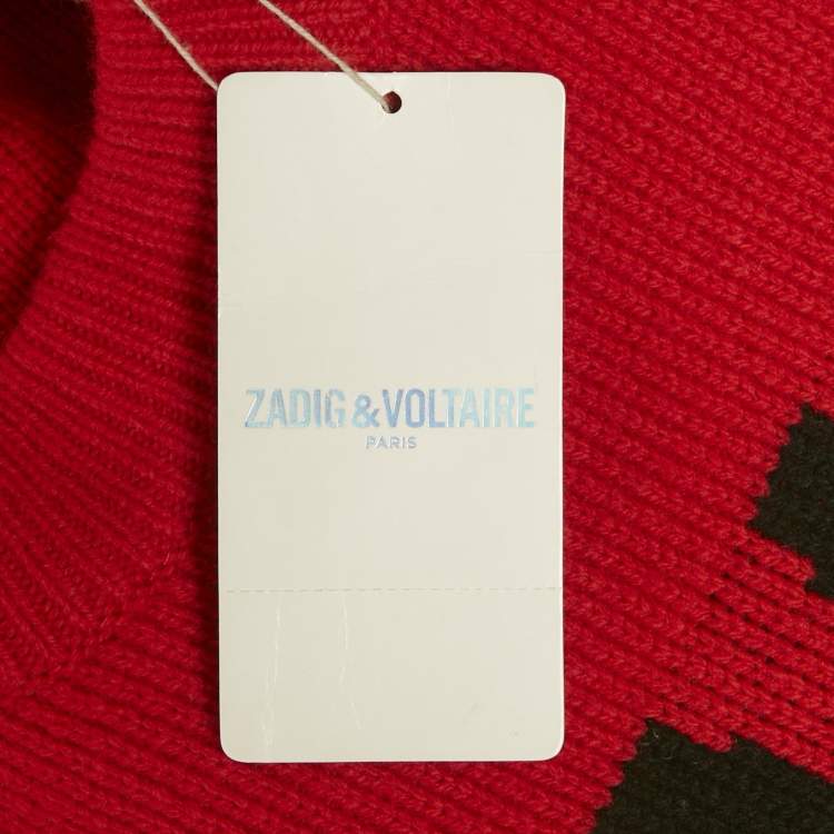 Pre Owned Zadig & Voltaire Red Fever Intarsia Wool Amber Bis Sweater M