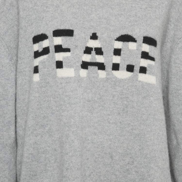 Pre Owned Zadig & Voltaire Grey Peace Intarsia Cashmere Raw Edge Sweater XL 