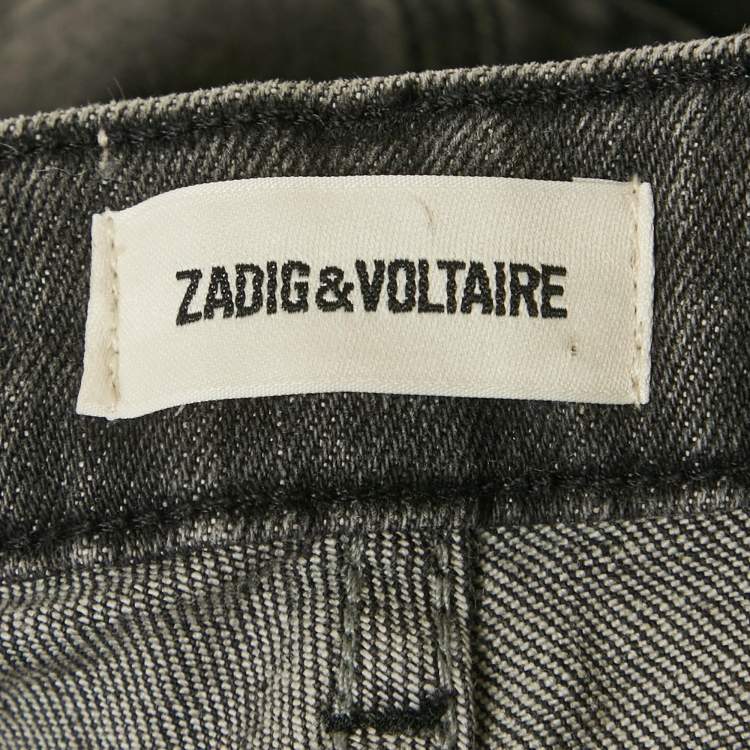 Pre Owned Zadig & Voltaire Grey Washed Denim Bay Gris Jeans M/Waist 28"