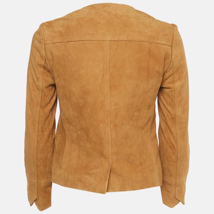 Pre Owned Zadig & Voltaire Brown Suede Round Neck Jacket XS