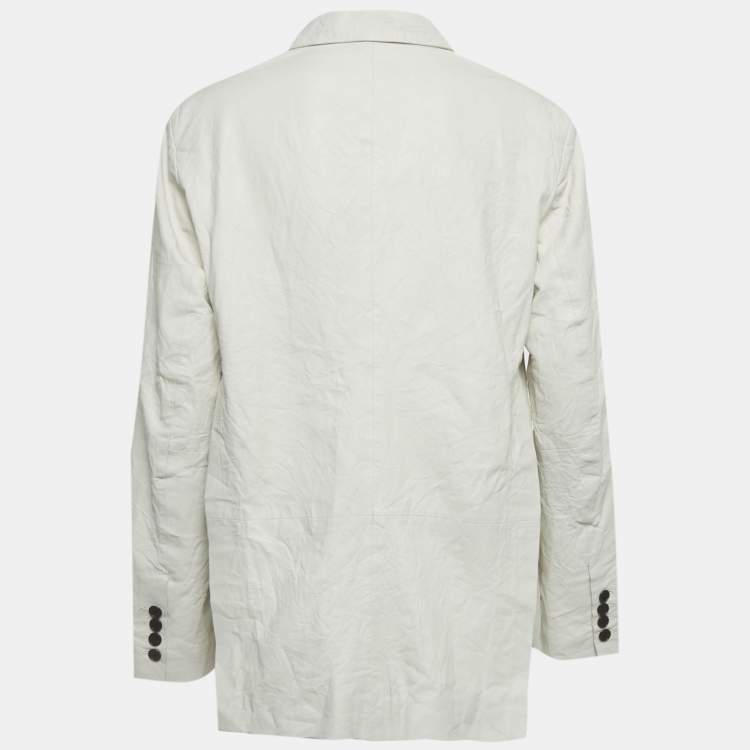 Pre Owned Zadig & Voltaire White Leather Single Breasted Blazer S 