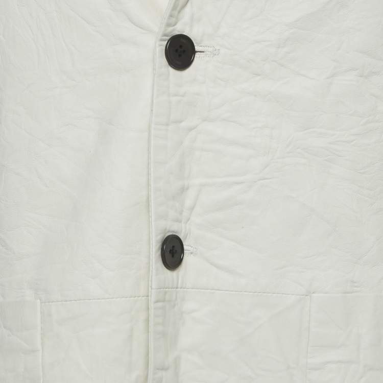 Pre Owned Zadig & Voltaire White Leather Single Breasted Blazer S 