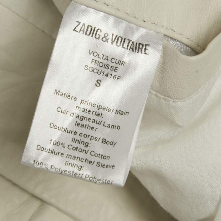 Pre Owned Zadig & Voltaire White Leather Single Breasted Blazer S 