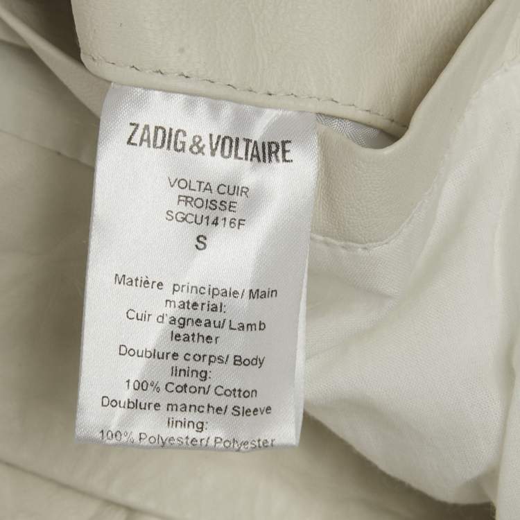 Pre Owned Zadig & Voltaire White Leather Single Breasted Blazer S 