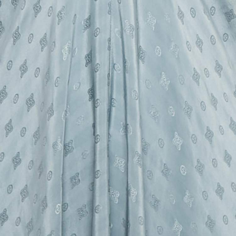 Pre Owned Zadig & Voltaire Slate Blue Patterned Silk High Low Maxi Dress M
