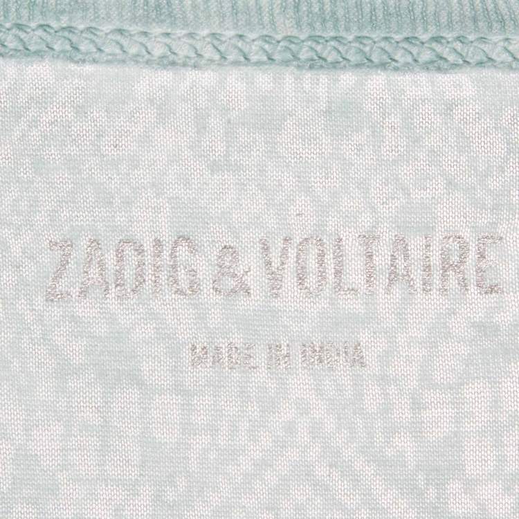 Pre Owned Zadig & Voltaire Mint Green Printed Overdye Mini Dress S
