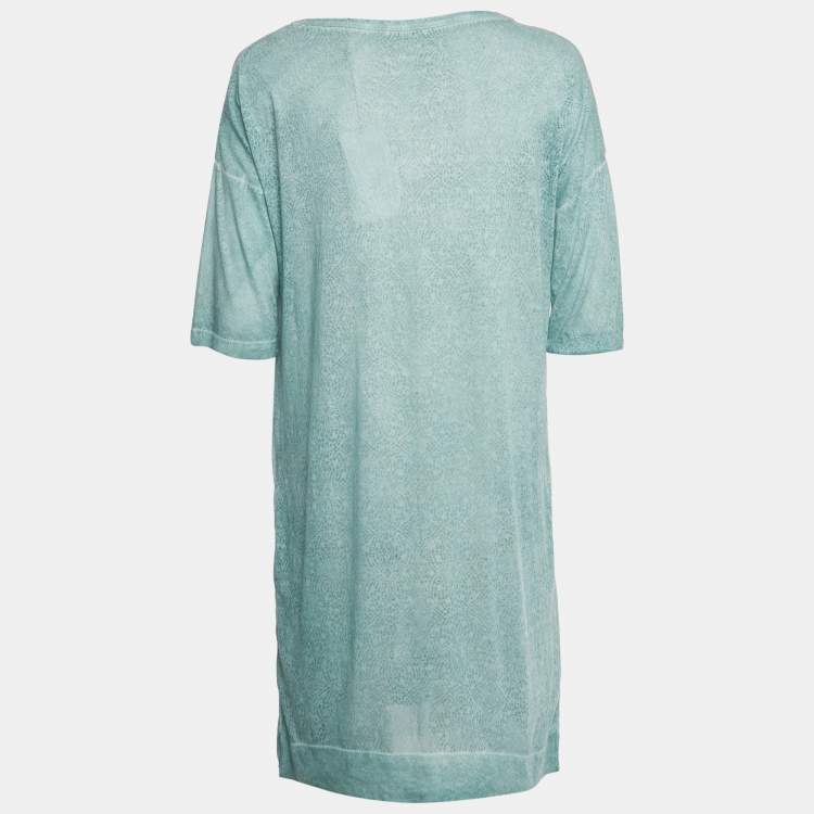 Pre Owned Zadig & Voltaire Mint Green Printed Overdye Mini Dress S