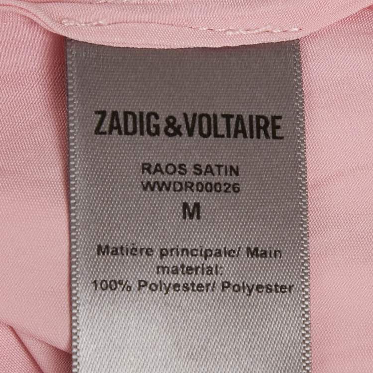 Pre Owned Zadig & Voltaire Pink Satin Belted Raos Midi Dress M