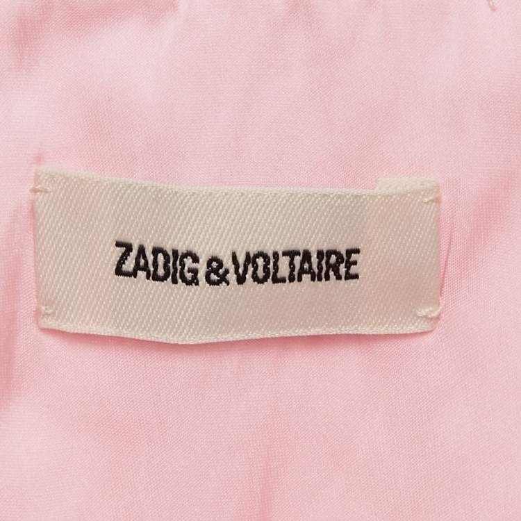 Pre Owned Zadig & Voltaire Pink Satin Belted Raos Midi Dress M