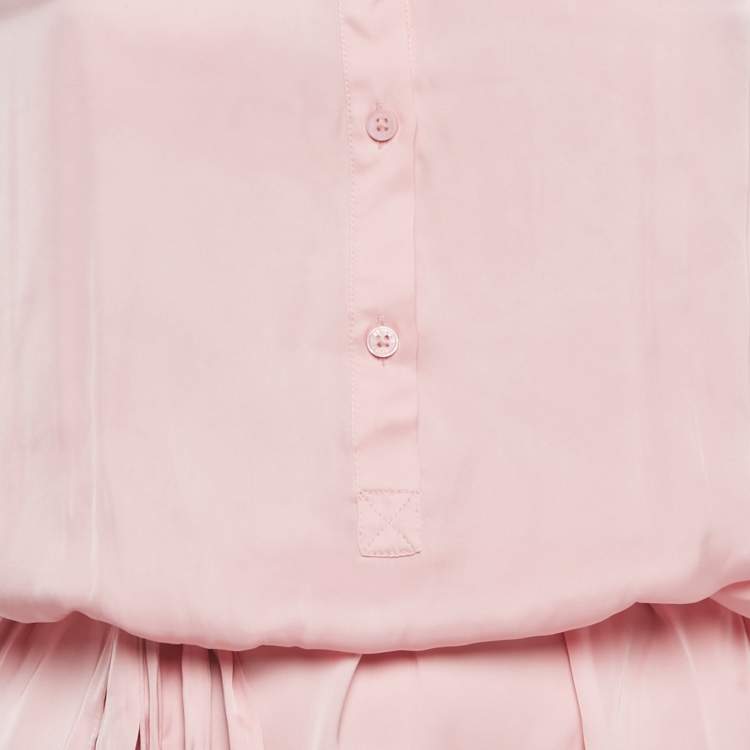 Pre Owned Zadig & Voltaire Pink Satin Belted Raos Midi Dress M