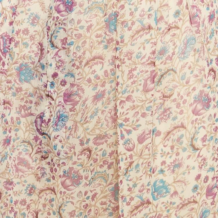 Pre Owned Zadig & Voltaire Purple Floral Printed Chiffon Embellished Detail Midi Skirt S