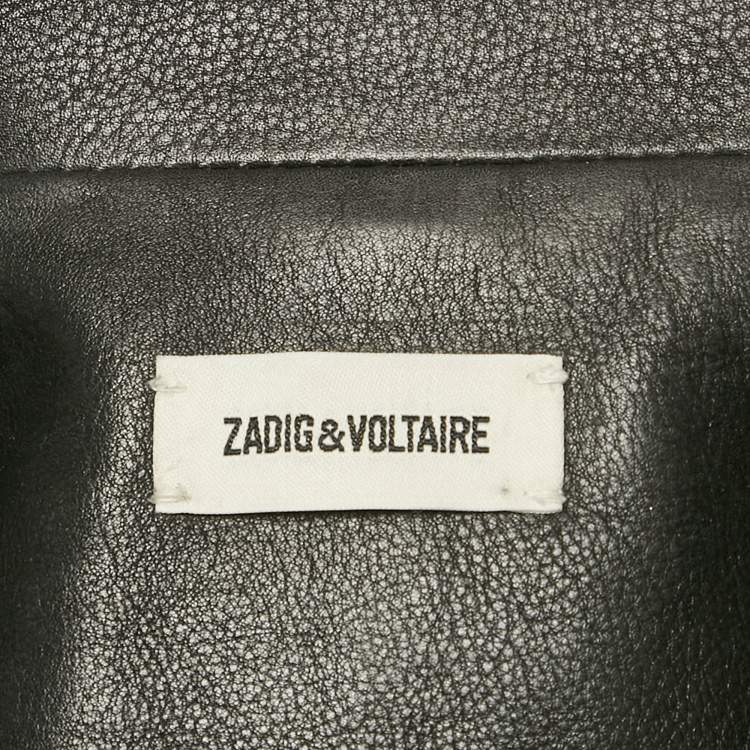 Pre Owned Zadig & Voltaire Black Studded Leather Kawai Biker Jacket XS