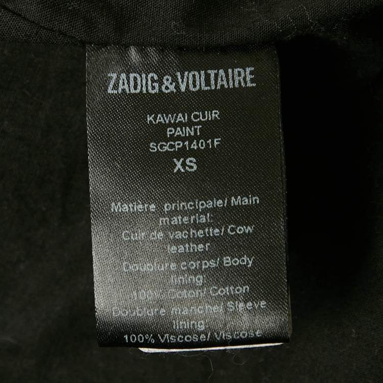 Pre Owned Zadig & Voltaire Black Studded Leather Kawai Biker Jacket XS