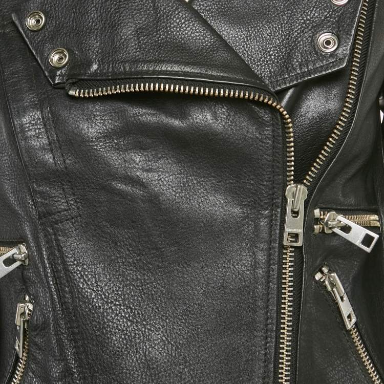 Pre Owned Zadig & Voltaire Black Studded Leather Kawai Biker Jacket XS