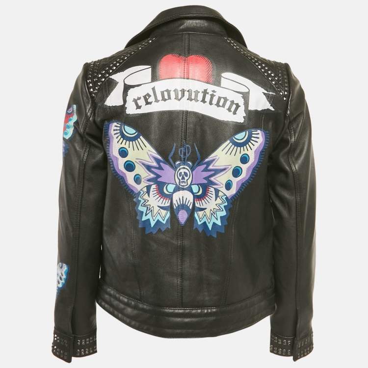 Pre Owned Zadig & Voltaire Black Studded Leather Kawai Biker Jacket XS