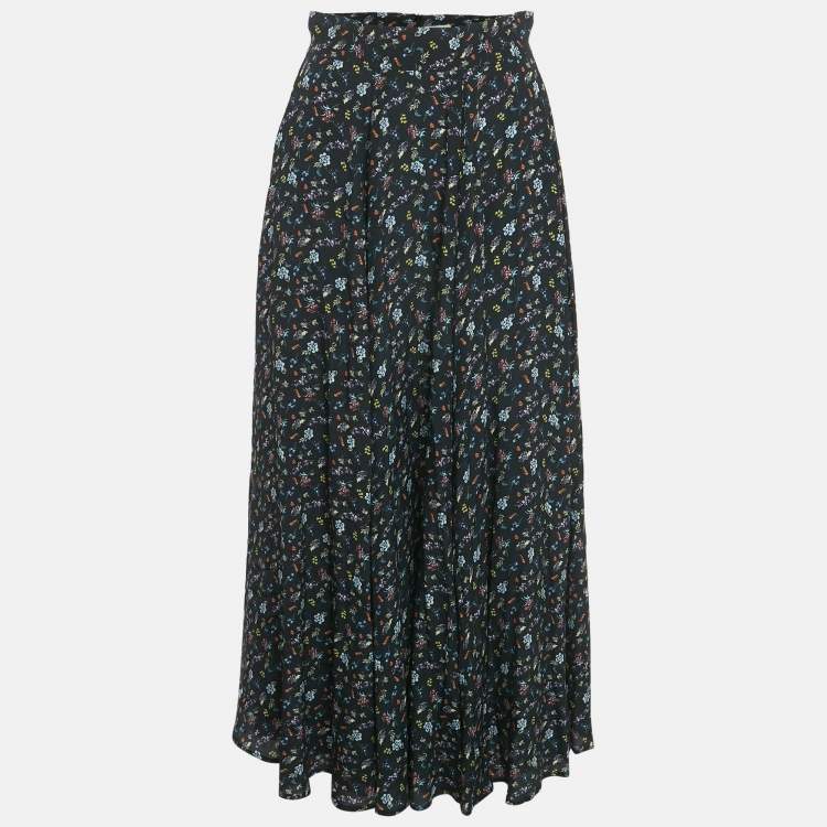 Pre Owned Zadig & Voltaire Black Floral Print Maxi Skirt S